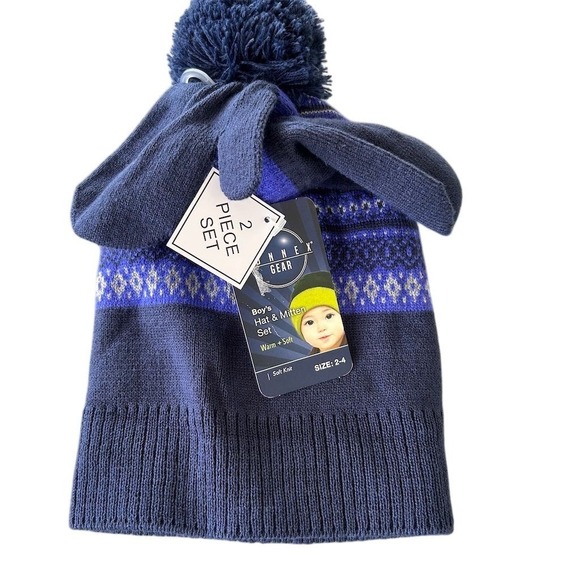 The Unbranded Brand Other - NWT Unbranded Boys' Blue Winter Hat & Mitten Set Size 2-4